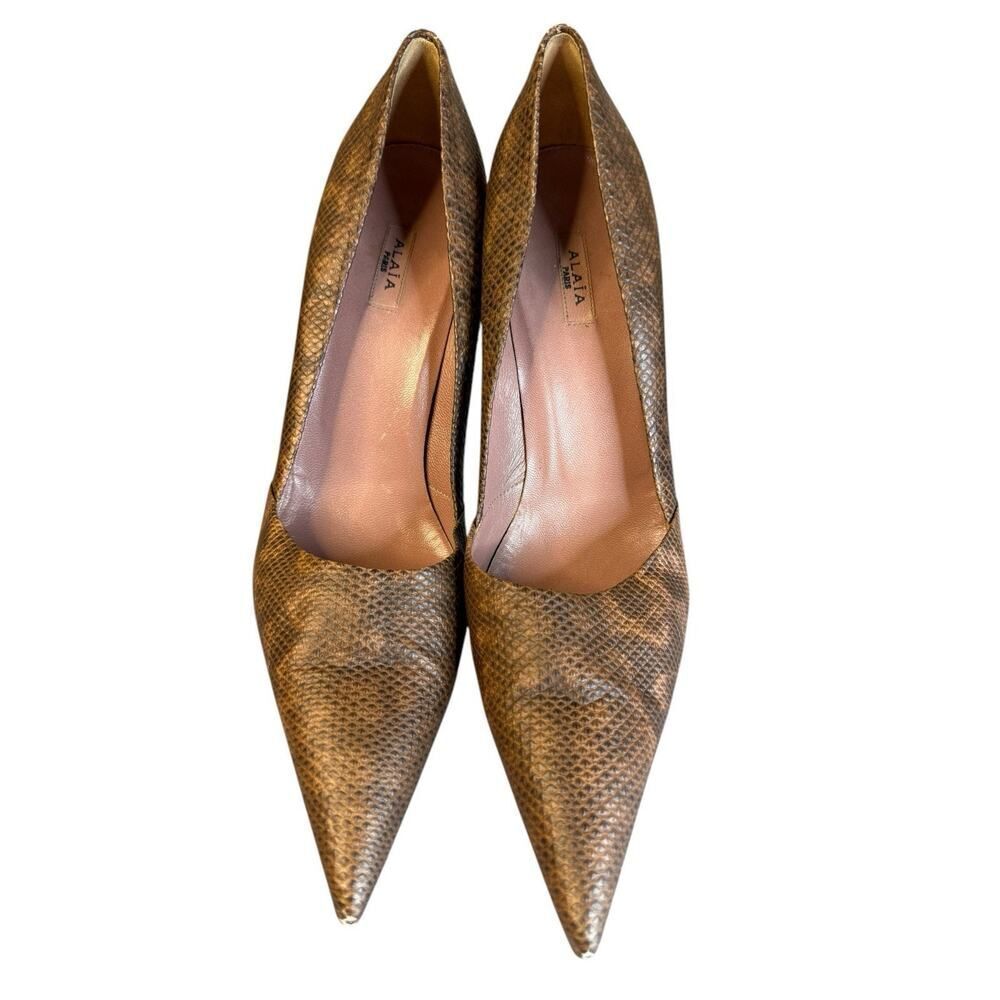 Alaa Python Embossed Leather Pointed Toe Stiletto… - image 4